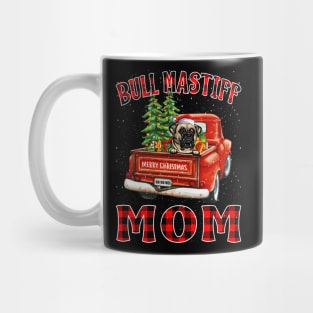 Christmas Bull Mastiff Mom Santa Hat Truck Tree Plaid Dog Mom Christmas Mug